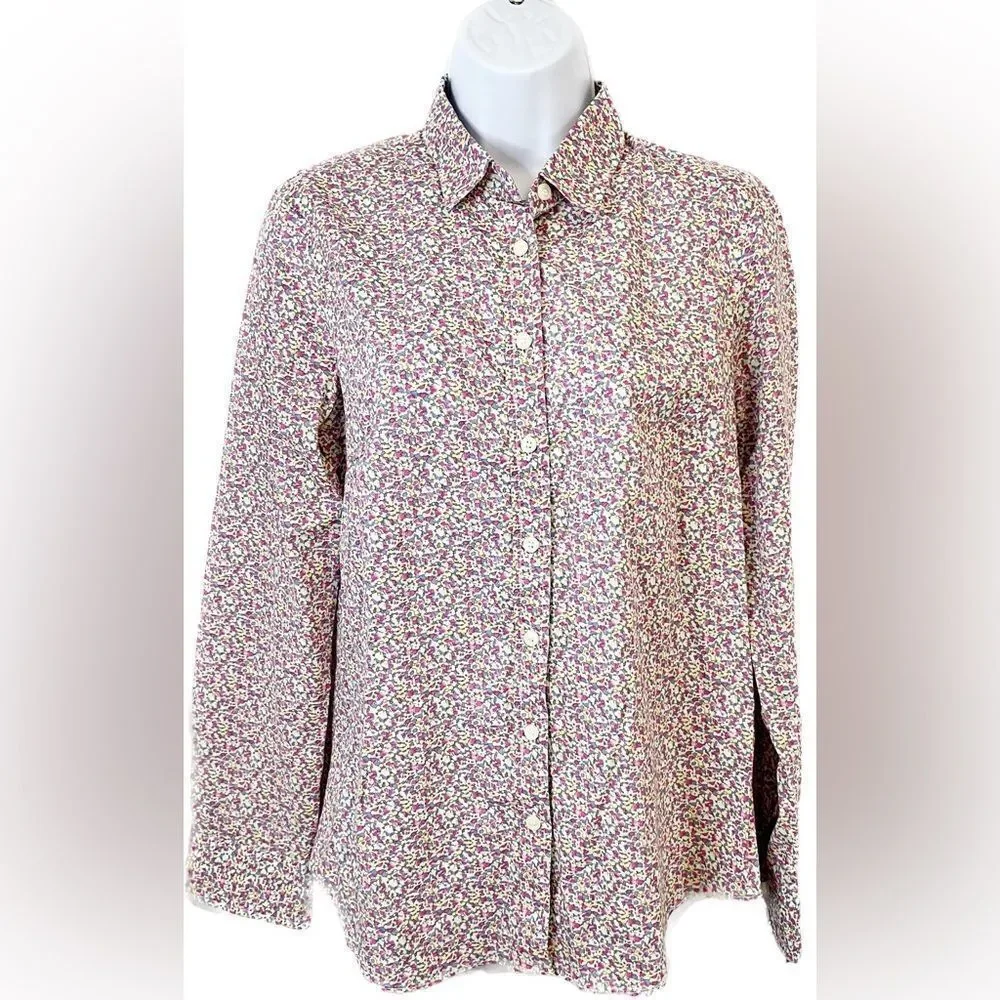 J Crew The Perfect Shirt Multi‎ Abstract Dots Printed Button Up Shirt Sz S
